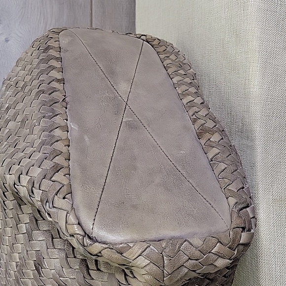 Florence Italy Gray Woven Leather Gray XL Tote Shoulder Bag Handbag Purse - Picture 5 of 14